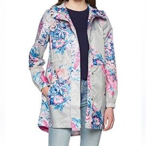 Joules Women's Golightly Printed Packable Waterproof Rain Coat jacket breathable